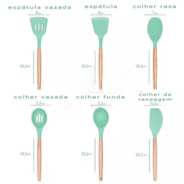 Kit Utensílios Cozinha 12 Peças Silicone