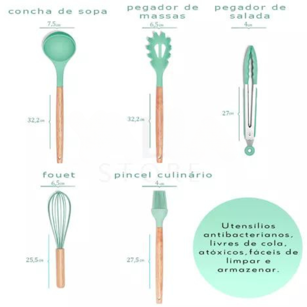 Kit Utensílios Cozinha 12 Peças Silicone