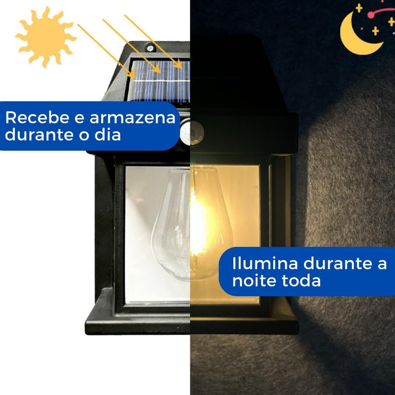 Luminária Externa Arandela Energia Solar Com Sensor