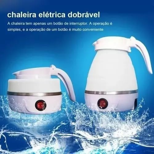 Chaleira Elétrica Silicone Retrátil Dobrável Bivolt