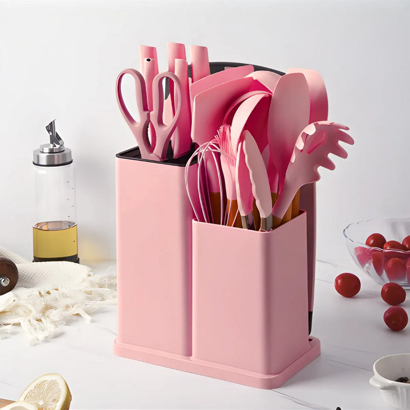 Kit Utensílios de Cozinha 19 Peças Silicone