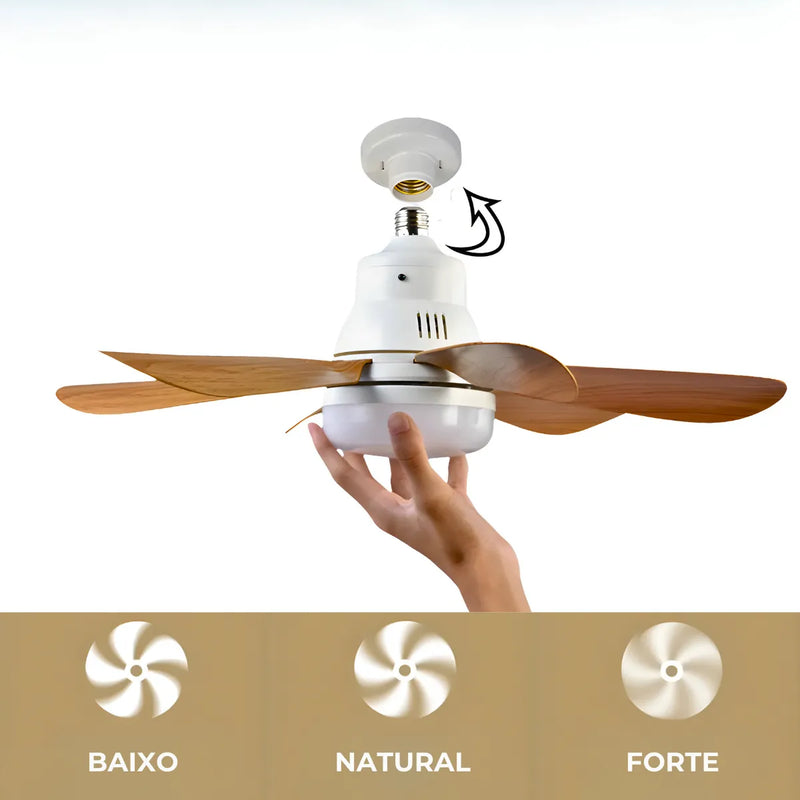 Ventilador de Teto com Luminária LED e Controle Remoto