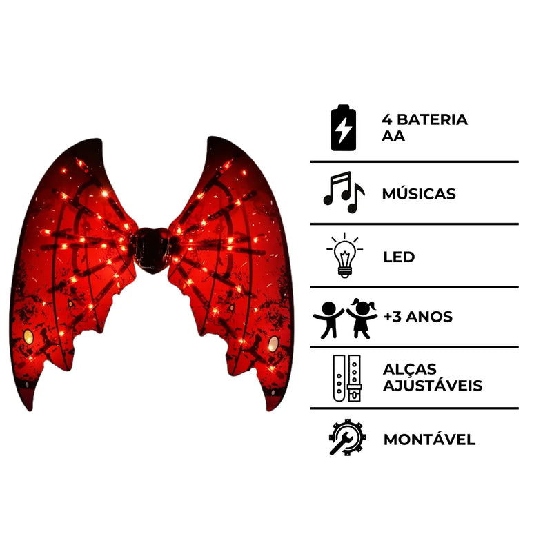 Fantasia de Asas para festas com Led e Música modelo Dragão