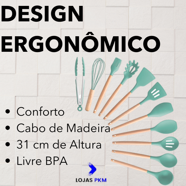 Kit Utensílios Cozinha 12 Peças Silicone