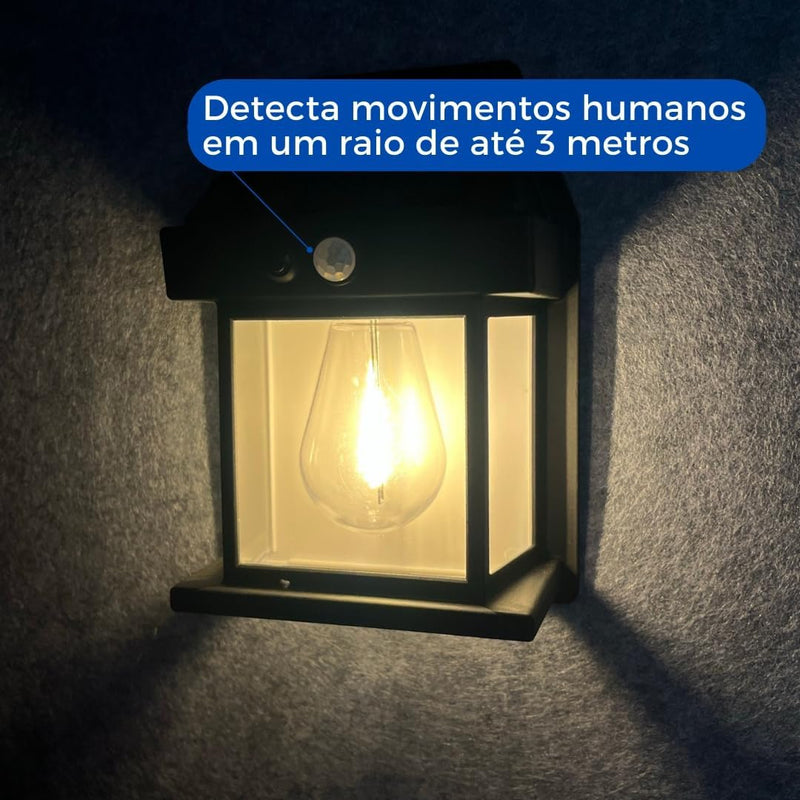 Luminária PAGUE 8 LEVE 10 Arandela Solar Externa com Sensor