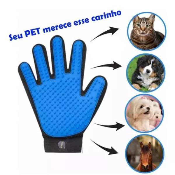 Luva Escova Removedora de Pelos Cães Gatos Pet