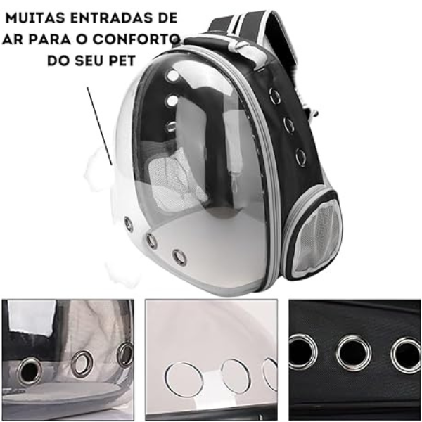 Mochila Pet Para Transporte de Cães E Gatos (COR PRETA)