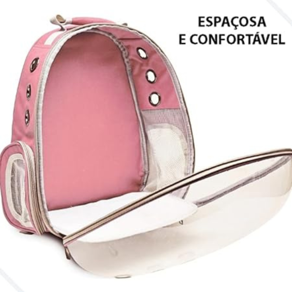 Mochila Pet Para Transporte de Cães E Gatos (COR ROSA)