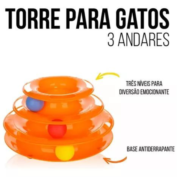 Brinquedo Para Gato Torre 3 Andares de Bolinha